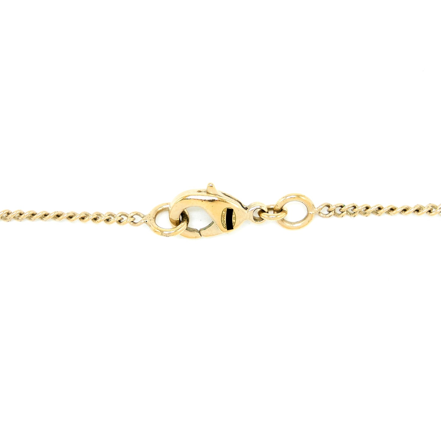 Chanel CC Logo Necklace with Pearl Light Gold Tone