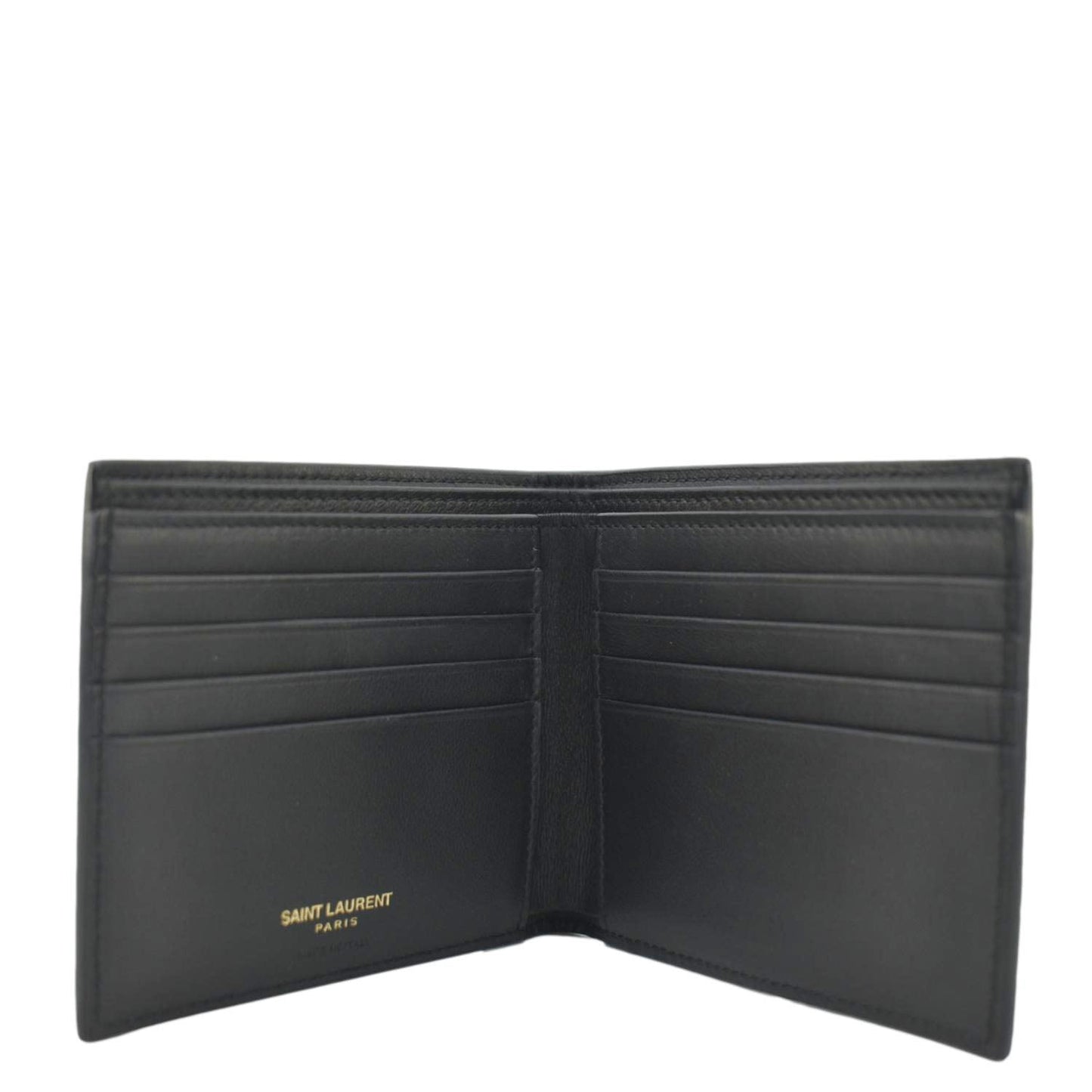 YVES SAINT LAURENT Crocodile Print Leather Billfold Wallet Black