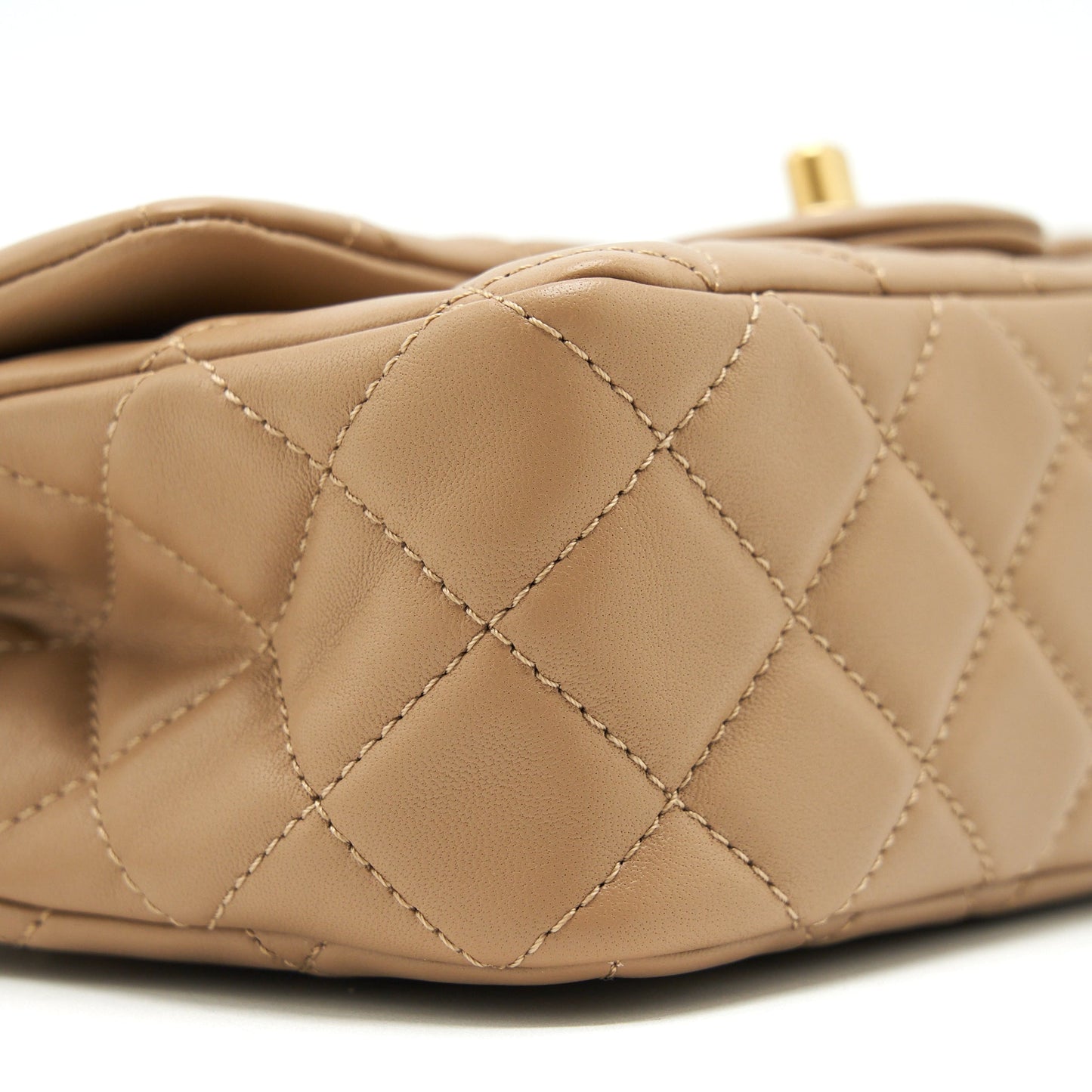 Chanel 22B Pearl Crush Mini Rectangular Flap Bag Lambskin Dark Beige  (Microchip)