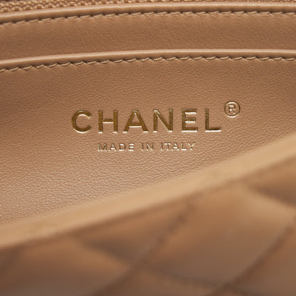 Chanel 22B Pearl Crush Mini Rectangular Flap Bag Lambskin Dark Beige  (Microchip)