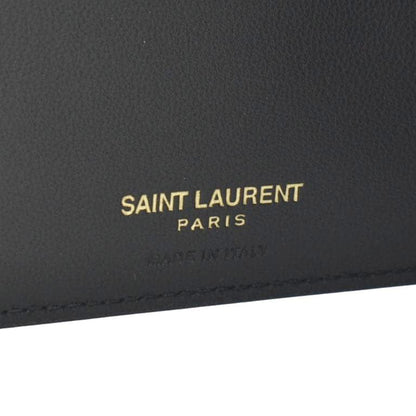 YVES SAINT LAURENT Crocodile Print Leather Billfold Wallet Black