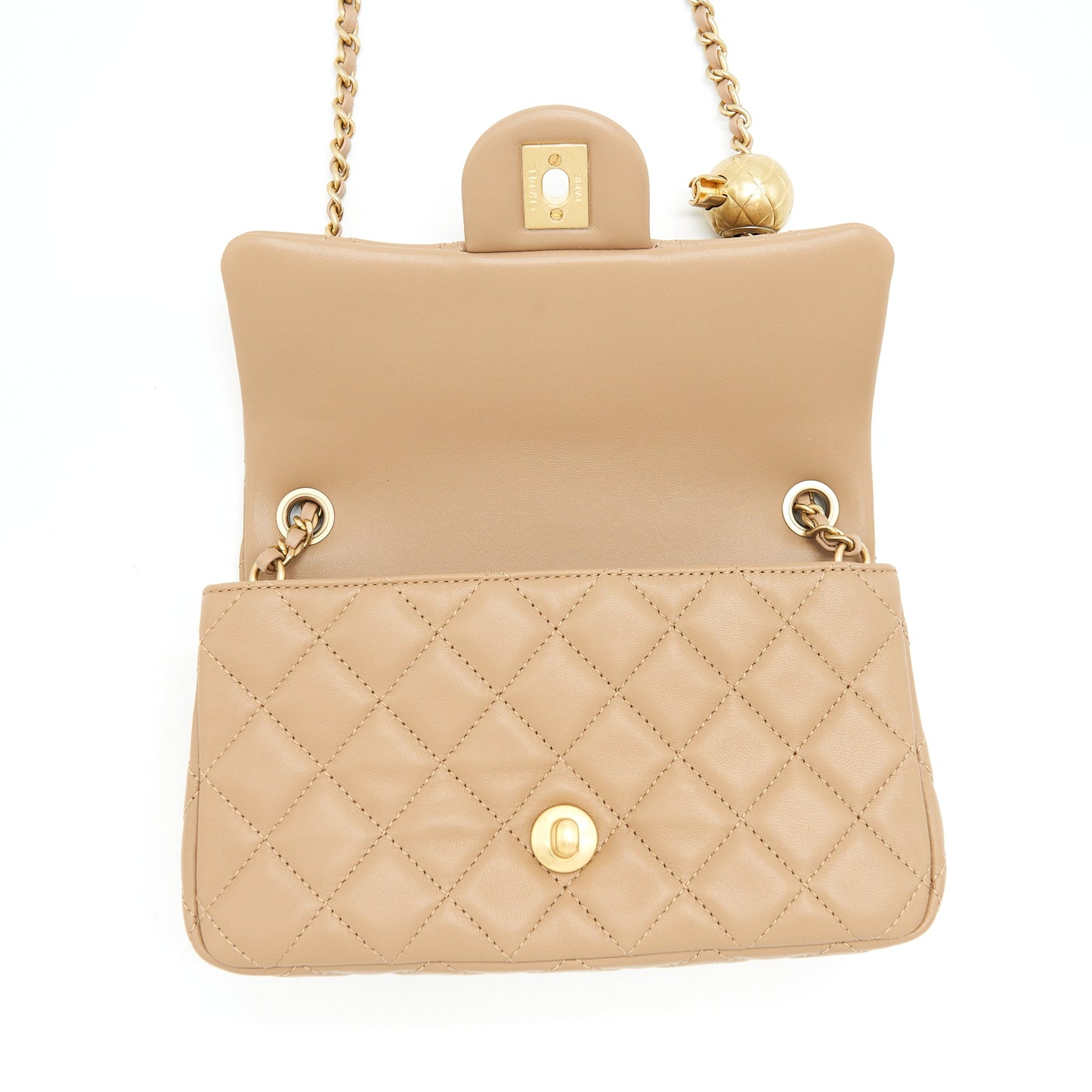 Chanel 22B Pearl Crush Mini Rectangular Flap Bag Lambskin Dark Beige  (Microchip)