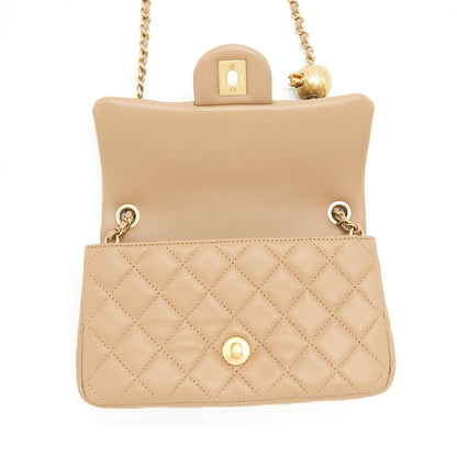 Chanel 22B Pearl Crush Mini Rectangular Flap Bag Lambskin Dark Beige  (Microchip)