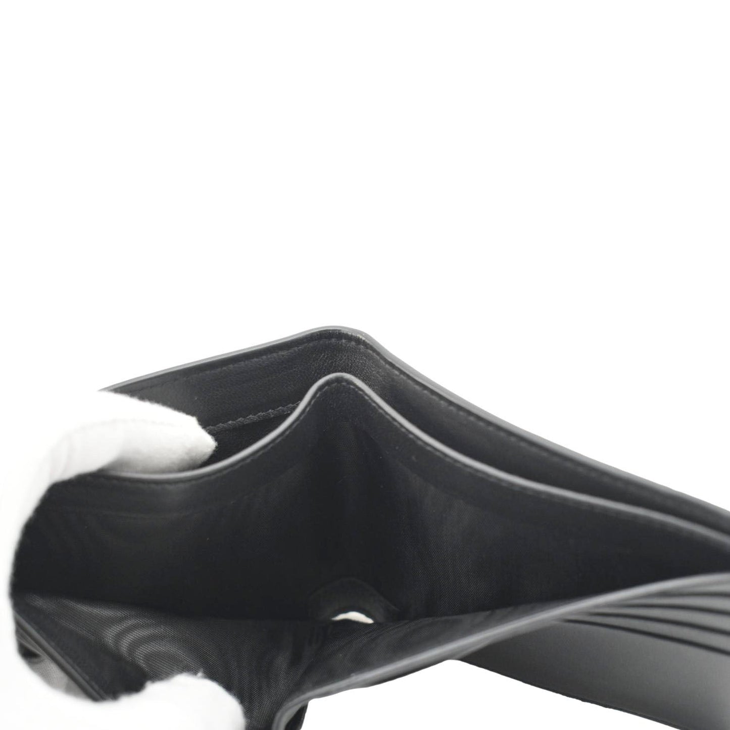 YVES SAINT LAURENT Crocodile Print Leather Billfold Wallet Black