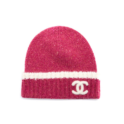 Chanel Beanie Hat Cashmere Pink/White
