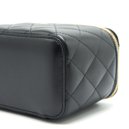 Chanel Long Vanity With Chain Lambskin Black L