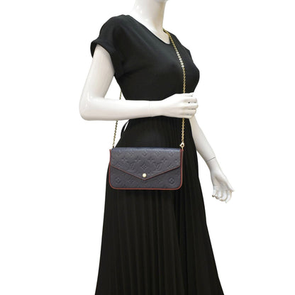 LOUIS VUITTON Felicie Monogram Empreinte Pochette Crossbody Bag Marine Rouge