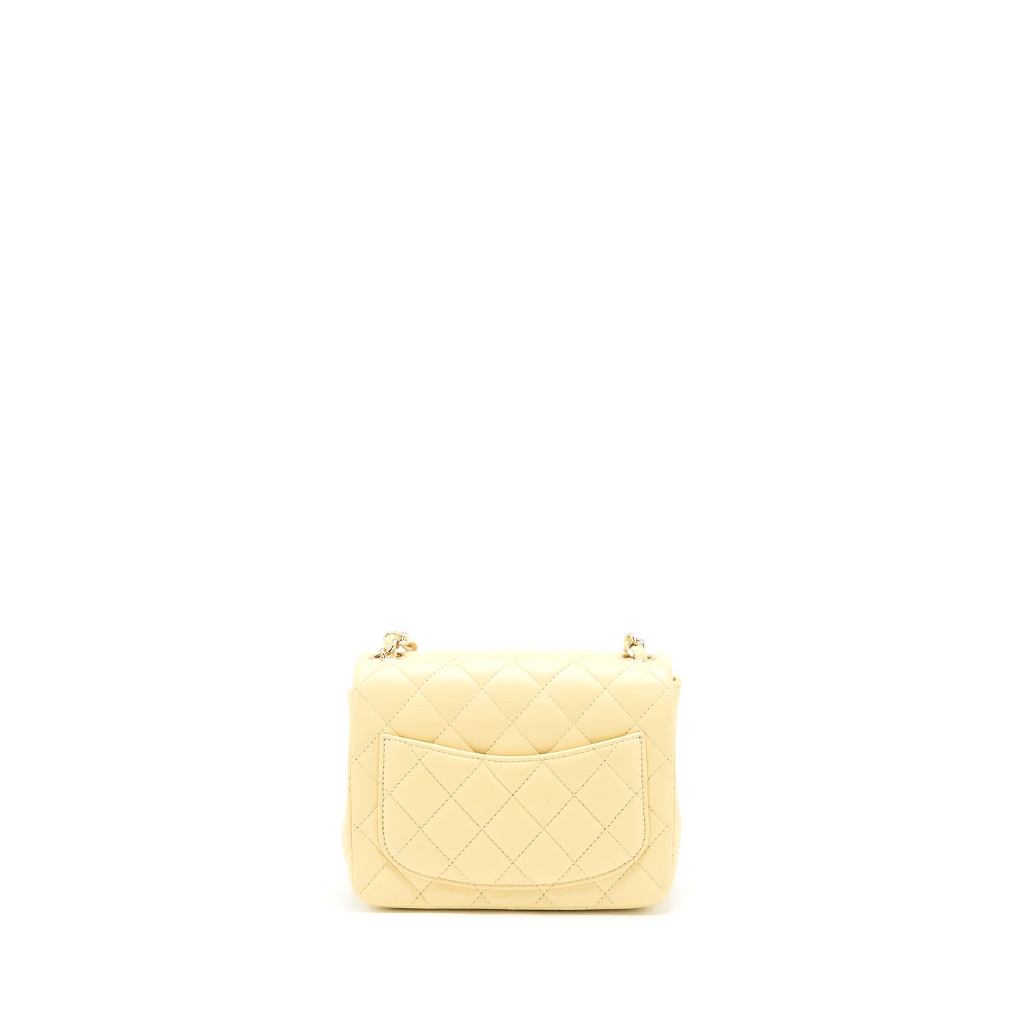 Chanel Mini Square Flap Bag Lambskin Light Yellow L