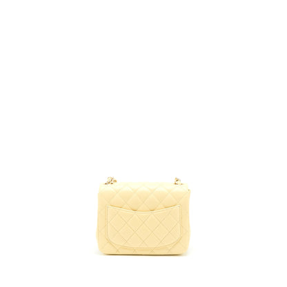 Chanel Mini Square Flap Bag Lambskin Light Yellow L