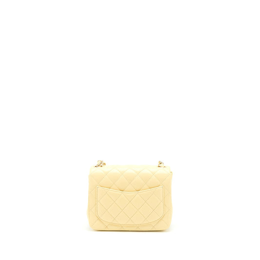 Chanel Mini Square Flap Bag Lambskin Light Yellow L