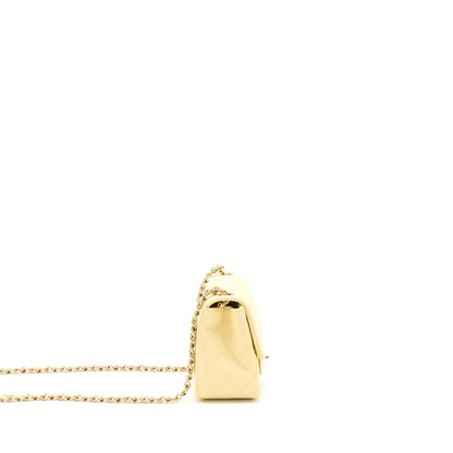 Chanel Mini Square Flap Bag Lambskin Light Yellow L