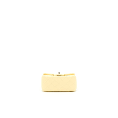 Chanel Mini Square Flap Bag Lambskin Light Yellow L