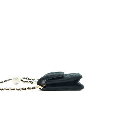 Chanel Velvet Pearl Crush Mini Belt Bag Black with L