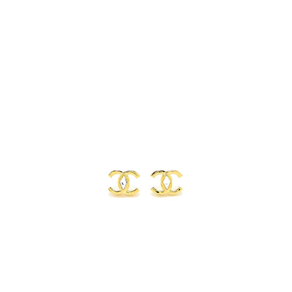 Chanel CC Logo Earring with Diamond Shaped Crystal Gold Tone