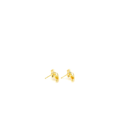 Chanel CC Logo Earring with Diamond Shaped Crystal Gold Tone
