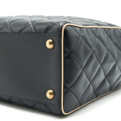 Chanel Calfskin Leather Shopping Bag Black/Beige
