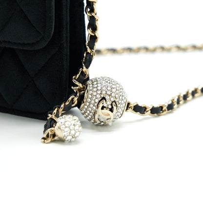 Chanel Velvet Pearl Crush Mini Belt Bag Black with L