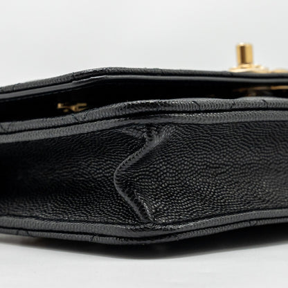 Chanel Camellia Wallet on chain Caviar Black  (Microchip)