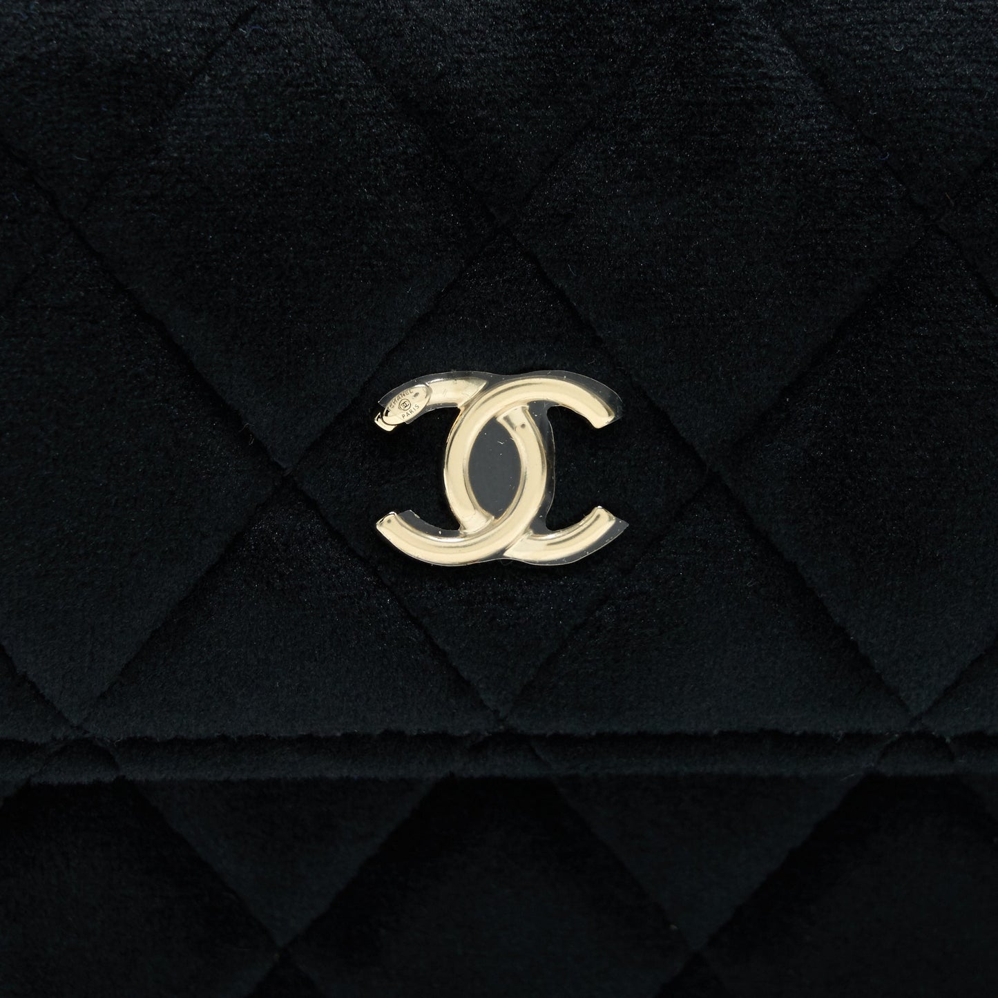 Chanel Velvet Pearl Crush Mini Belt Bag Black with L