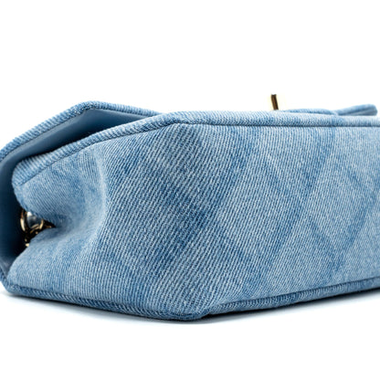 Chanel 22B Mini Rectangular Flap Bag Denim Light Blue L (microchip)