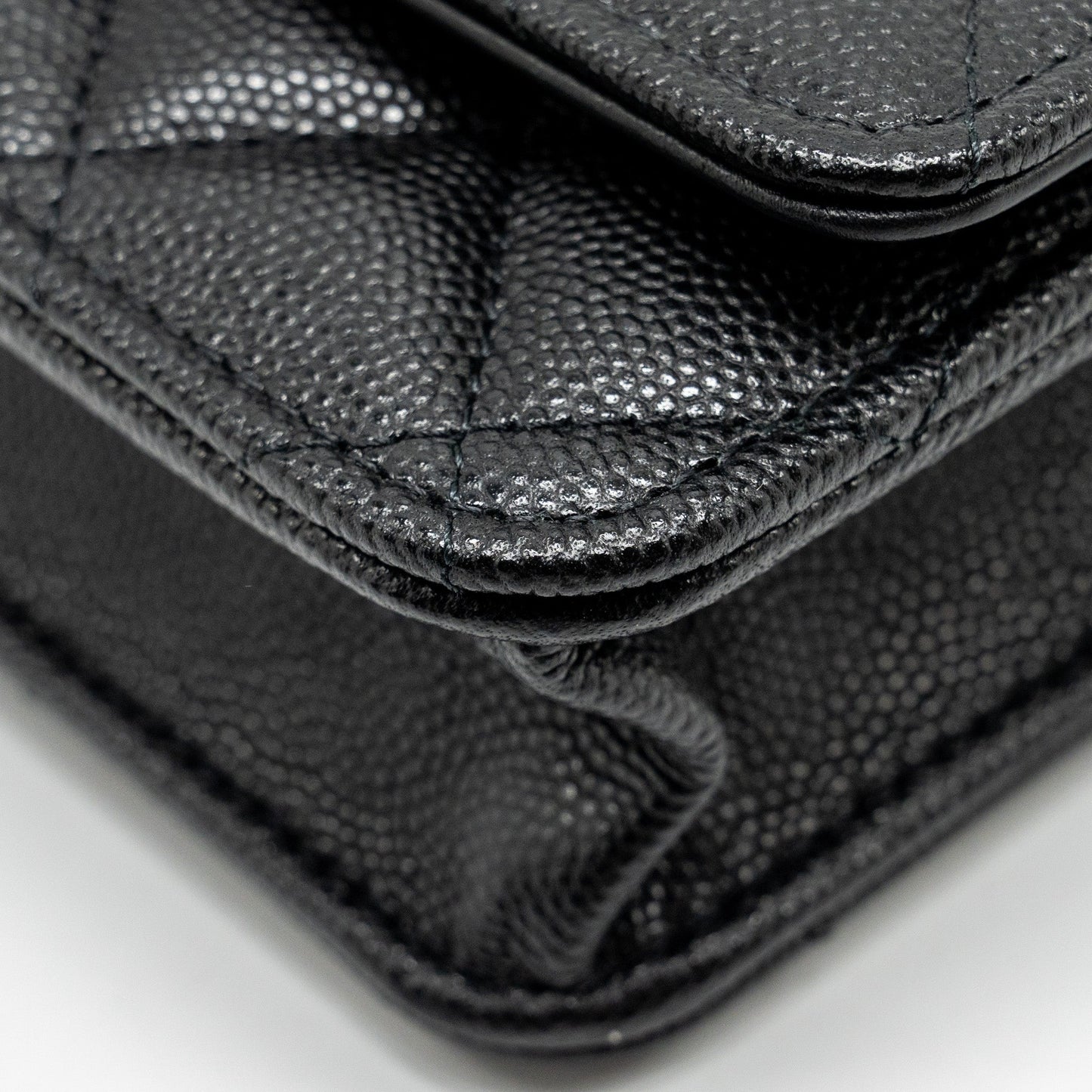 Chanel Camellia Wallet on chain Caviar Black  (Microchip)
