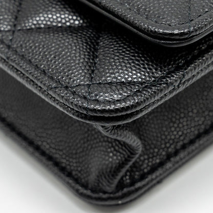 Chanel Camellia Wallet on chain Caviar Black  (Microchip)