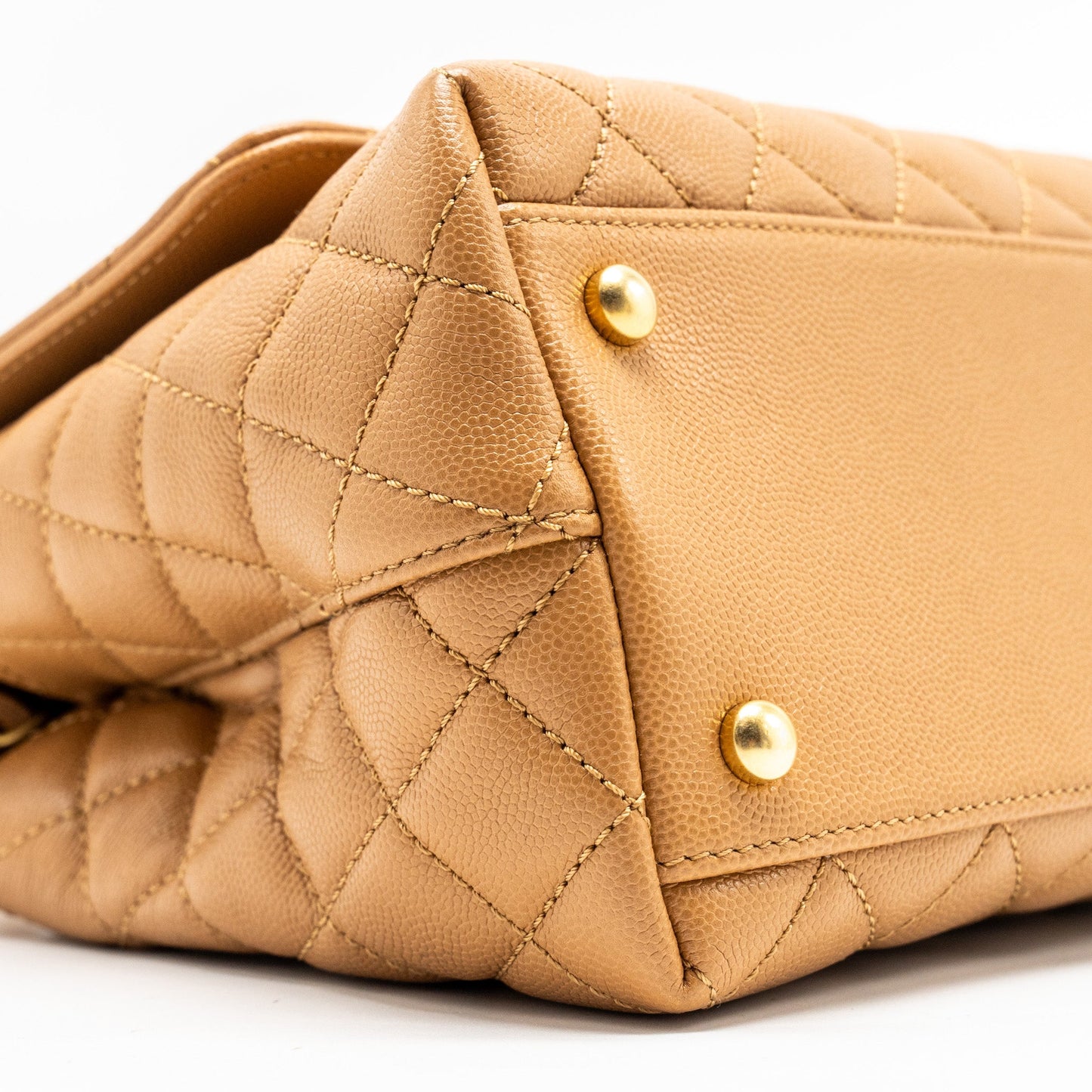 Chanel Medium Coco Handle Caviar Dark Beige  (microchip)