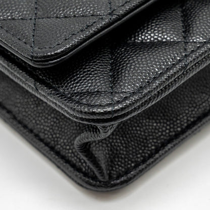 Chanel Camellia Wallet on chain Caviar Black  (Microchip)