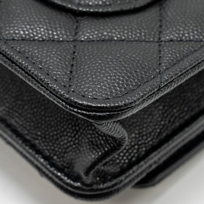 Chanel Camellia Wallet on chain Caviar Black  (Microchip)