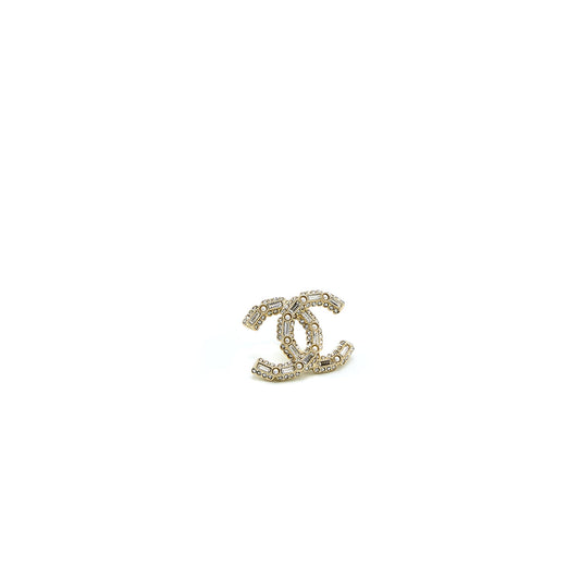 Chanel CC Logo Earring Pearl/Crystal Light Gold Tone
