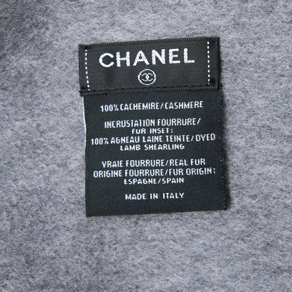 Chanel CC Logo/Letter Scarf/Shawl Cashmere Grey/White