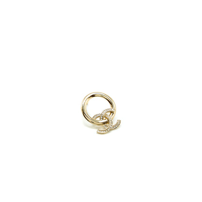Chanel 22K Round CC Logo Earring Light Gold Tone