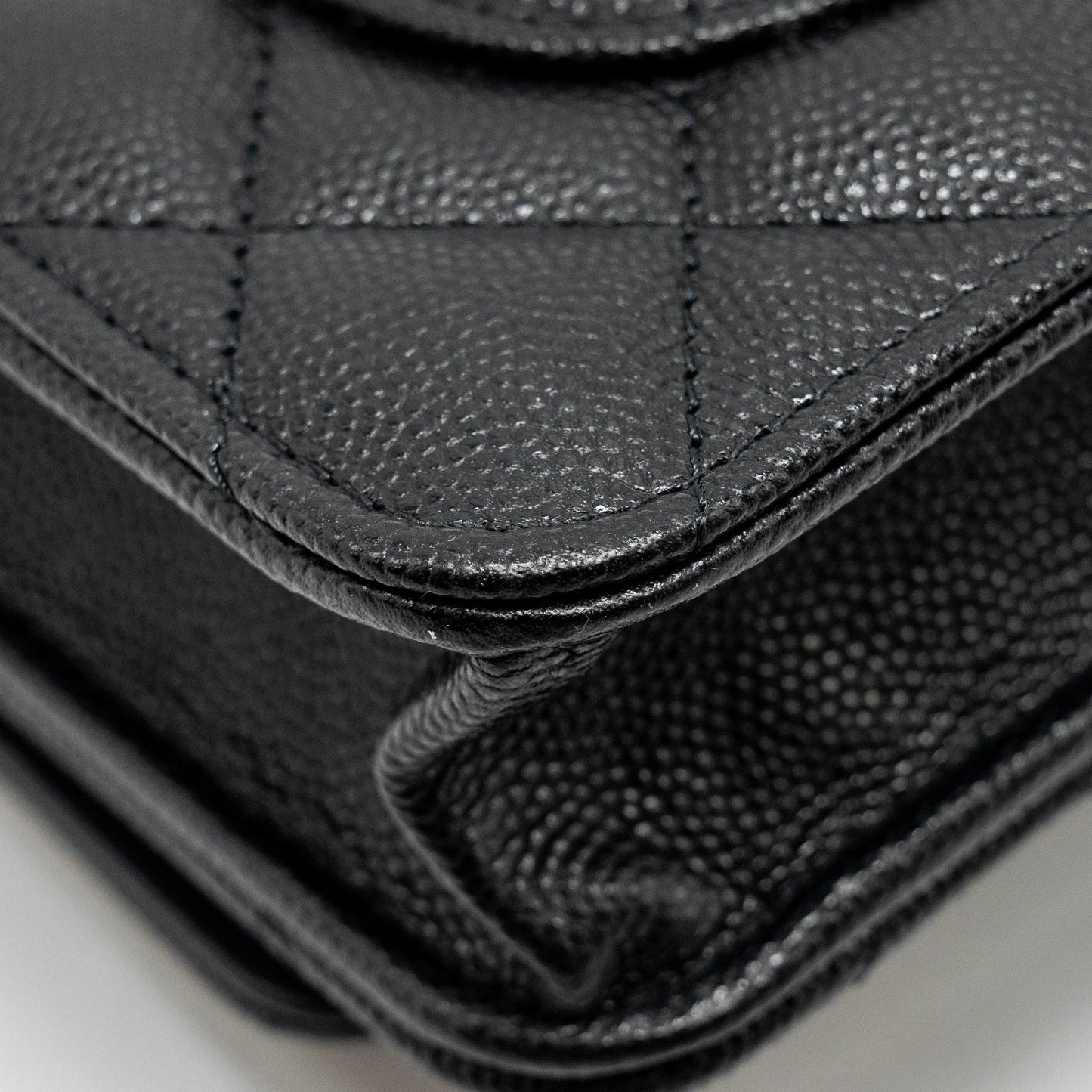 Chanel Camellia Wallet on chain Caviar Black  (Microchip)