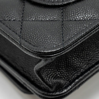 Chanel Camellia Wallet on chain Caviar Black  (Microchip)