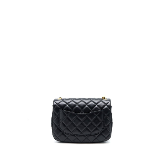 Chanel 22K Coco Chain Quilted Flap Bag Lambskin Black Brushed  (Microchip)