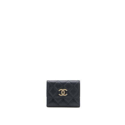 Chanel 23P Detailed CC logo Flap Card Holder Caviar Black L (Microchip)