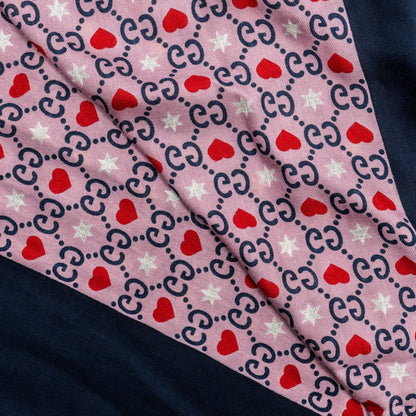 Gucci Silk Wool Scarf GG Supreme/Heart Printed Multicolour