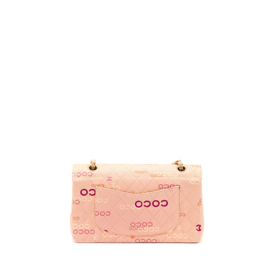 Chanel Vintage Coco Medium Classic Flap Bag Fabric Pink