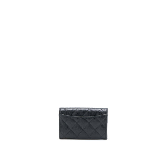 Chanel Classic Quilted Flap Card Holder Caviar Black  (Microchip)