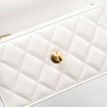 Chanel 23p rainbow letter handle mini wallet on chain calfskin white  (microchip)