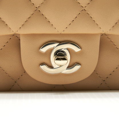 Chanel 22C Mini square flap Bag Lambskin beige L