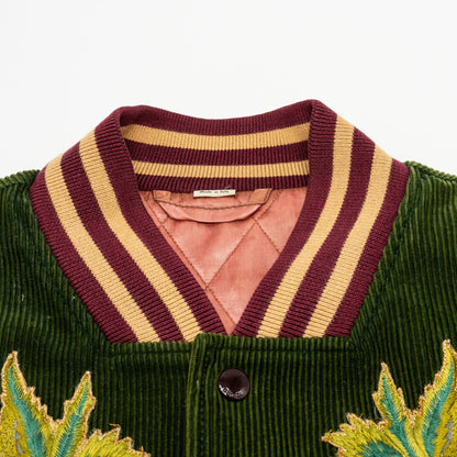 GUCCI Size 48 Embroidered Corduroy �Modern Future� Bomber Jacket Cotton Multicolour