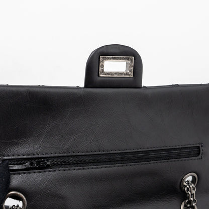 CHANEL 2.55 SMALL REISSUE FLAP  BAG AGED CALFSKIN BLACK RUTHENIUM HARDWARE