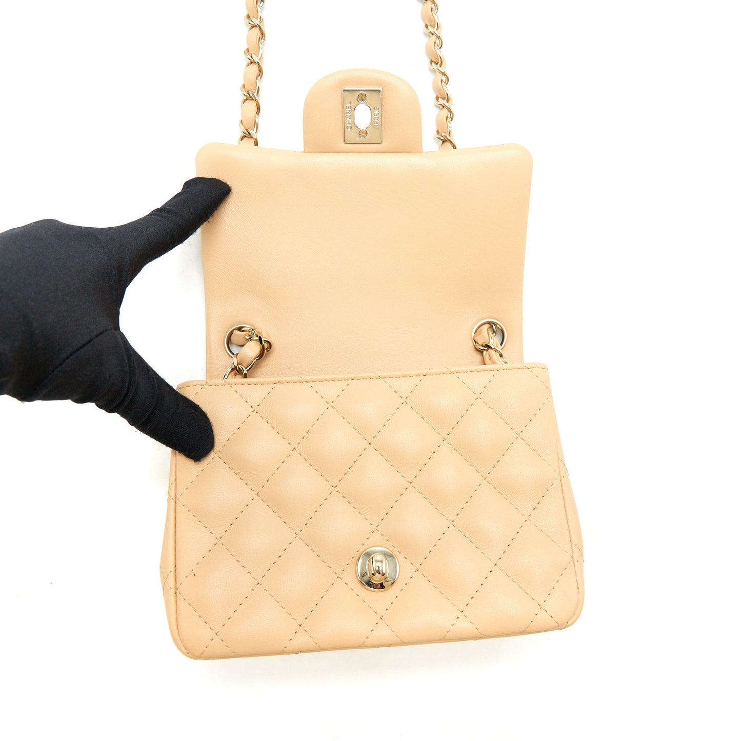 Chanel 22C Mini square flap Bag Lambskin beige L