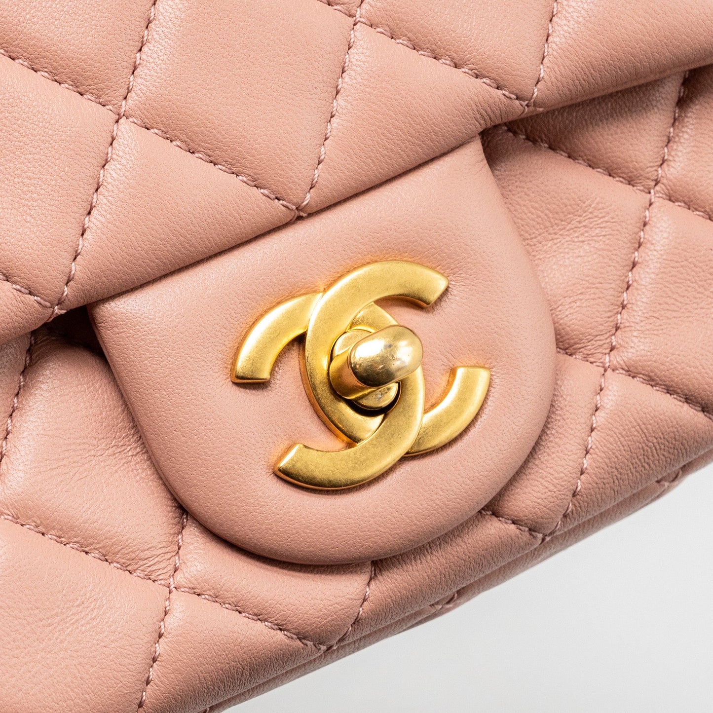 Chanel Pearl Crush Mini Square Flap Bag Lambskin Pink  (microchip)