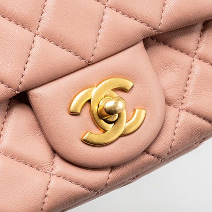 Chanel Pearl Crush Mini Square Flap Bag Lambskin Pink  (microchip)