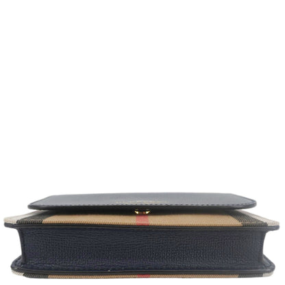 BURBERRY Hampshire Small House Check Crossbody Bag Navy Blue