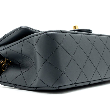 Chanel pearl crush mini rectangular flap bag Lambskin dark grey  (microchip)