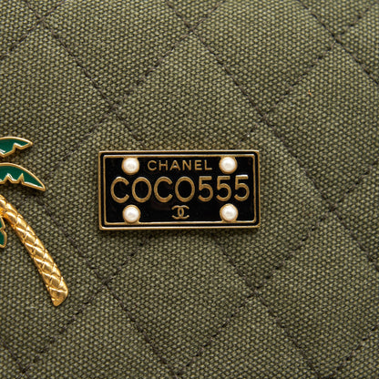 Chanel Cuba Charms classic double flap Bag canvas Green