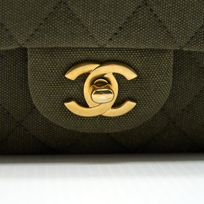 Chanel Cuba Charms classic double flap Bag canvas Green